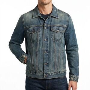 Gap Denim Trucker Jacket Mens Medium Blue Cotton Vintage 2005 Y2K Rugged Utility
